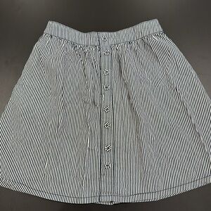 Navy and White Striped Button Skirt